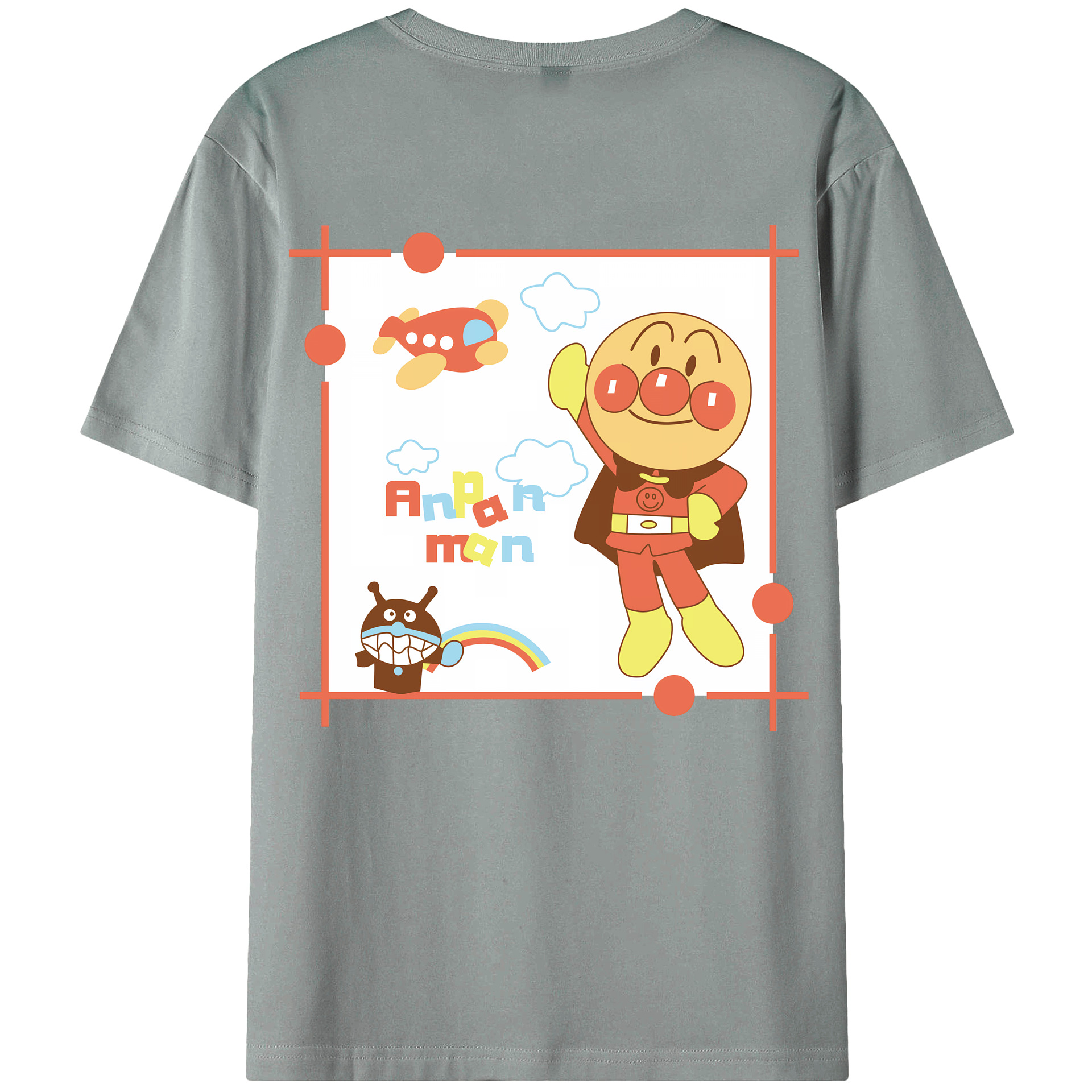 （画像用） アンパンマン Anpanman 綿100％ メンズ半袖Tシャツ（バックプリント） 通気性